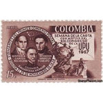 Colombia 1957 Personalities and UPU Monument in Bern, 15c-Stamps-Colombia-StampPhenom