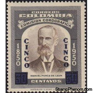 Colombia 1958 Manuel Ponce de Leon Overprinted-Stamps-Colombia-StampPhenom