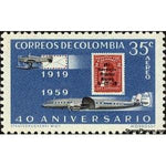 Colombia 1959 Air post service and AVIANCA company, 40th Anniv.-Stamps-Colombia-StampPhenom