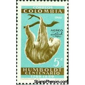 Colombia 1961 Linnaeus's two-toed Sloth (Choloepus didactylus) overprinted-Stamps-Colombia-StampPhenom