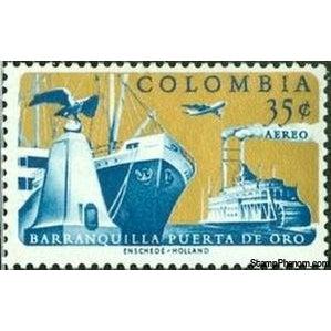 Colombia 1961 Ships in Barranquilla Harbour-Stamps-Colombia-StampPhenom