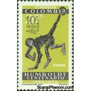 Colombia 1961 White-bellied Spider Monkey (Ateles belzebuth) overprinted-Stamps-Colombia-StampPhenom
