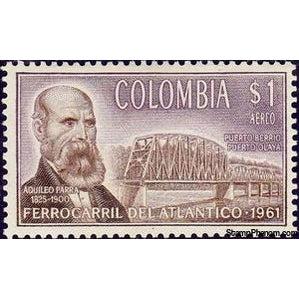 Colombia 1962 Aquileo Parra, Railway Bridge over Magdalena River-Stamps-Colombia-StampPhenom