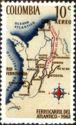 Colombia 1962 Railroad Map of Colombia-Stamps-Colombia-StampPhenom