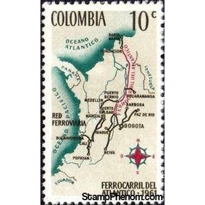 Colombia 1962 Railroad Map of Colombia-Stamps-Colombia-StampPhenom