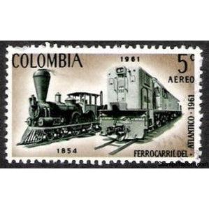 Colombia 1962 Steam 1854 and diesel locomotive 1961-Stamps-Colombia-StampPhenom