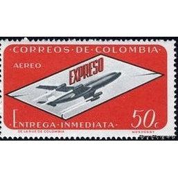Colombia 1963 Jet Plane and Envelope-Stamps-Colombia-StampPhenom