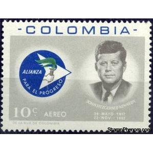 Colombia 1963 Pres. John F. Kennedy and Alliance for Progress Emblem-Stamps-Colombia-StampPhenom
