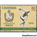 Colombia 1970 Arms of Ibagué, discus thrower of Myron-Stamps-Colombia-StampPhenom