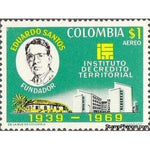 Colombia 1970 Dr.Eduardo Santos (founder)and building-Stamps-Colombia-StampPhenom