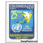 Colombia 1970 UN emblem, scales of justice, peace dove-Stamps-Colombia-StampPhenom