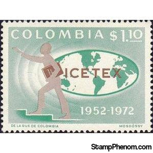 Colombia 1972 Student and world map-Stamps-Colombia-StampPhenom