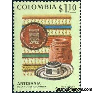 Colombia 1972 Weave pattern, ceramic, Sombrero-Stamps-Colombia-StampPhenom