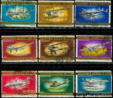 Colombia Aircraft , 9 stamps