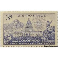 United States of America 1951 Colorado Capitol, Mt of the Holy Cross, Columbine & Bronco