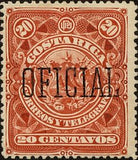 Costa Rica 1892 Coat of Arms overprinted "OFICIAL"-Stamps-Costa Rica-Mint-StampPhenom