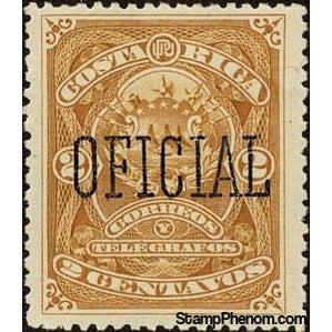 Costa Rica 1892 Coat of Arms overprinted "OFICIAL"-Stamps-Costa Rica-Mint-StampPhenom