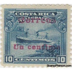 Costa Rica 1911 Steamer "Antilles" surcharged 1c on 10c - red-Stamps-Costa Rica-Mint-StampPhenom