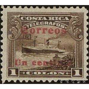 Costa Rica 1911 Steamer "Antilles" surcharged 1c on 1Col-Stamps-Costa Rica-Mint-StampPhenom