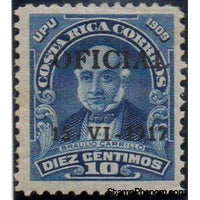 Costa Rica 1917 Braulio Evaristo Carrillo Colina overprinted "OFICIAL"-Stamps-Costa Rica-Mint-StampPhenom