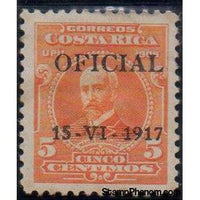 Costa Rica 1917 Mauro Fernández Acuña overprinted "OFICIAL"-Stamps-Costa Rica-Mint-StampPhenom