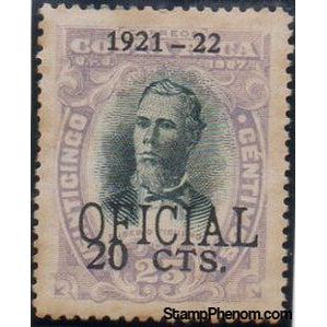 Costa Rica 1921 Eusebio Figueroa Oreamuno overprinted and surcharged-Stamps-Costa Rica-Mint-StampPhenom