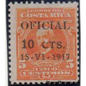 Costa Rica 1921 Mauro Fernández Acuña overprinted and surcharged-Stamps-Costa Rica-Mint-StampPhenom