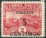 Costa Rica 1929 Landscape and Train surcharged 5 on 2-Stamps-Costa Rica-Mint-StampPhenom