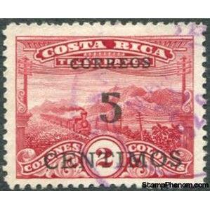 Costa Rica 1929 Landscape and Train surcharged 5 on 2-Stamps-Costa Rica-Mint-StampPhenom