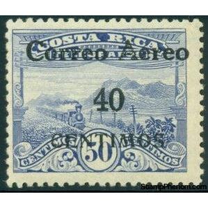 Costa Rica 1930 Landscape and Train surcharged 40 on 50-Stamps-Costa Rica-Mint-StampPhenom