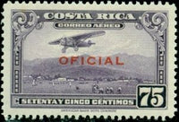 Costa Rica 1934 Mail Plane with overprint "OFICIAL" in red-Stamps-Costa Rica-Mint-StampPhenom