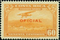 Costa Rica 1934 Mail Plane with overprint "OFICIAL" in red-Stamps-Costa Rica-Mint-StampPhenom