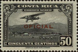 Costa Rica 1934 Mail Plane with overprint "OFICIAL" in red-Stamps-Costa Rica-Mint-StampPhenom