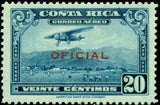 Costa Rica 1934 Mail Plane with overprint "OFICIAL" in red-Stamps-Costa Rica-Mint-StampPhenom