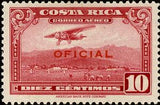 Costa Rica 1934 Mail Plane with overprint "OFICIAL" in red-Stamps-Costa Rica-Mint-StampPhenom