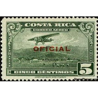 Costa Rica 1934 Mail Plane with overprint "OFICIAL" in red-Stamps-Costa Rica-Mint-StampPhenom