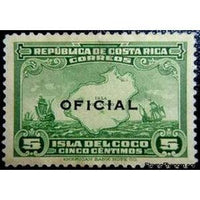 Costa Rica 1936 Map of Cocos Island and Ship of Columbus overprintrd-Stamps-Costa Rica-Mint-StampPhenom