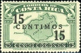 Costa Rica 1940 Map of Cocos Island-overprinted-Stamps-Costa Rica-Mint-StampPhenom