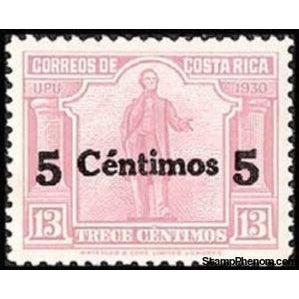 Costa Rica 1941 Juan Rafael Mora surcharged in black-Stamps-Costa Rica-Mint-StampPhenom