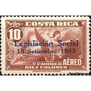 Costa Rica 1943 Allegory of Flight with blue overprint-Stamps-Costa Rica-Mint-StampPhenom