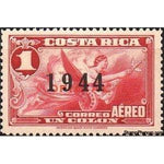 Costa Rica 1944 Allegory of Flight with black overprint "1944"-Stamps-Costa Rica-Mint-StampPhenom