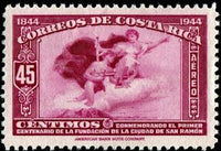 Costa Rica 1944 Mercury and Plane-Stamps-Costa Rica-Mint-StampPhenom