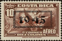 Costa Rica 1945 Allegory of Flight with overprint "1945" in red or black-Stamps-Costa Rica-Mint-StampPhenom