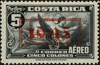 Costa Rica 1945 Allegory of Flight with overprint "1945" in red or black-Stamps-Costa Rica-Mint-StampPhenom