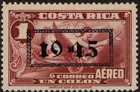 Costa Rica 1945 Allegory of Flight with overprint "1945" in red or black-Stamps-Costa Rica-Mint-StampPhenom