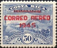 Costa Rica 1945 Landscape and Train with overprint-Stamps-Costa Rica-Mint-StampPhenom