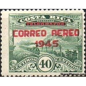 Costa Rica 1945 Landscape and Train with overprint-Stamps-Costa Rica-Mint-StampPhenom