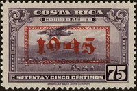 Costa Rica 1945 Mail Plane with overprint "1945" in red or black-Stamps-Costa Rica-Mint-StampPhenom