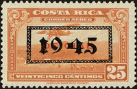 Costa Rica 1945 Mail Plane with overprint "1945" in red or black-Stamps-Costa Rica-Mint-StampPhenom