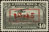 Costa Rica 1945 Mail Plane with overprint "1945" in red or black-Stamps-Costa Rica-Mint-StampPhenom